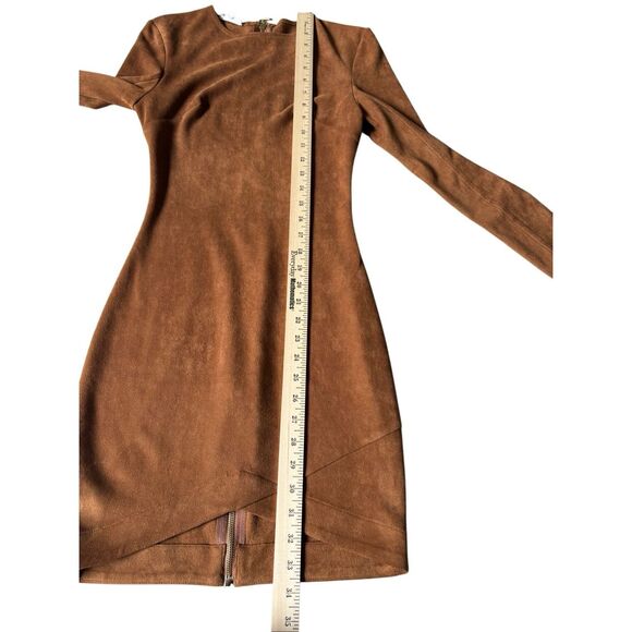 Mistress Rocks Tan Brown Faux Suede Long Sleeve Mini Dress XS ASO Kylie Jenner - Picture 7 of 11